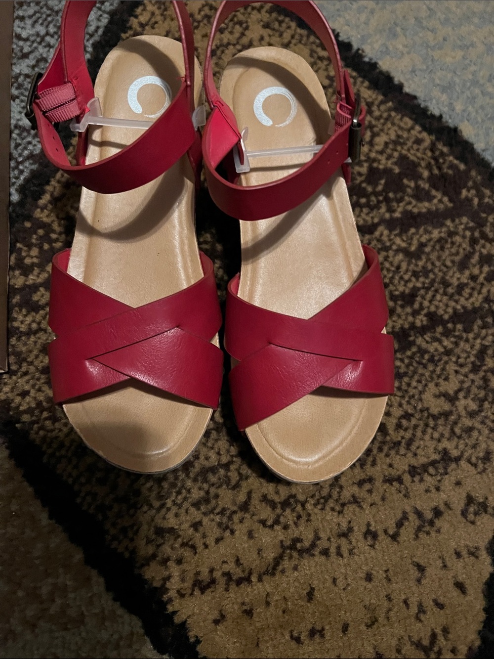 Women's Red Crisscross Ankle-Strap Sandals